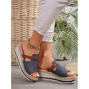 New Summer Women Thick Platform‎ Wedge Heel Slippers Open Toe One-Piece